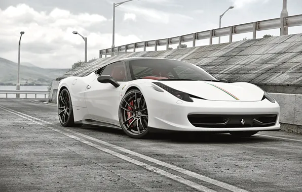 Феррари, Белая, Ferrari, 458, Front, Перед, White, Italia