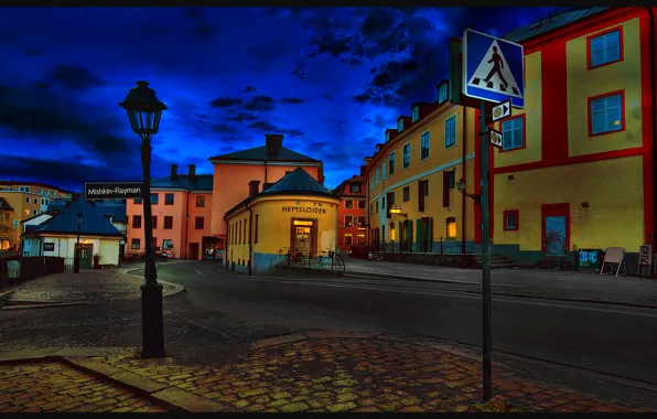 City, город, улица, вечер, швеция, Sweden, evening, Uppsala