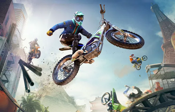 Город, мотоцикл, мотоциклист, Trials Rising