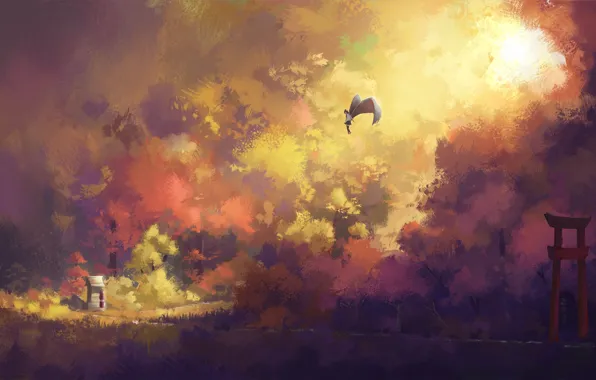 Живопись, Touhou, shameimaru aya, Тоухоу, fjsmu