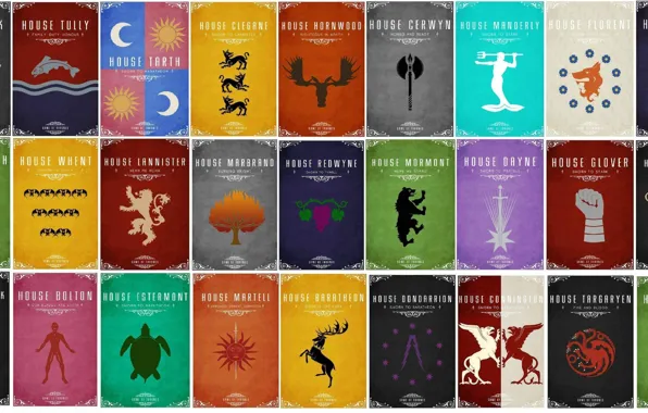 A Song of Ice and Fire, Game of Thrones, Stark, Targaryen, Lannister, Tyrell, Greyjoy, Baratheon