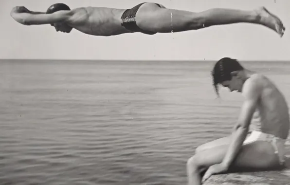 Картинка 1951, black white, retro photography, Il Tuffatore (The Diver), Nino Migliori