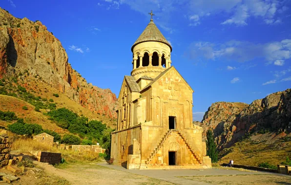 Горы, храм, Армения, Noravank, Буртелашен, Сурб Аствацацин