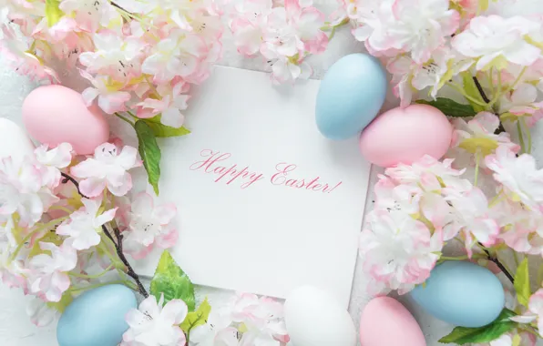 Картинка цветы, Пасха, flowers, spring, Easter, eggs, Happy