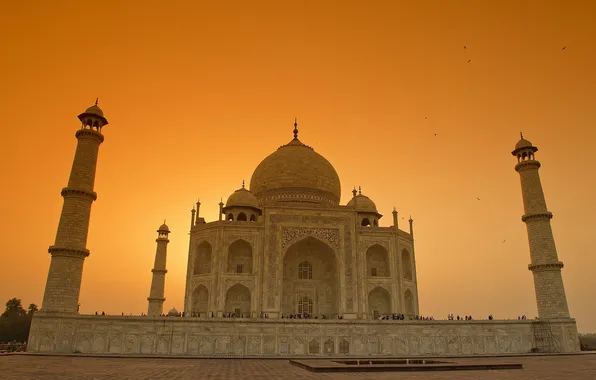 Картинка sunrise, india, taj mahal