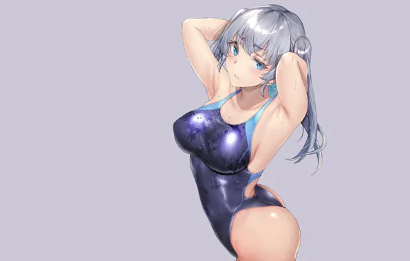 Girl, hot, sexy, anime, pretty, swimsuit, looking, Shower