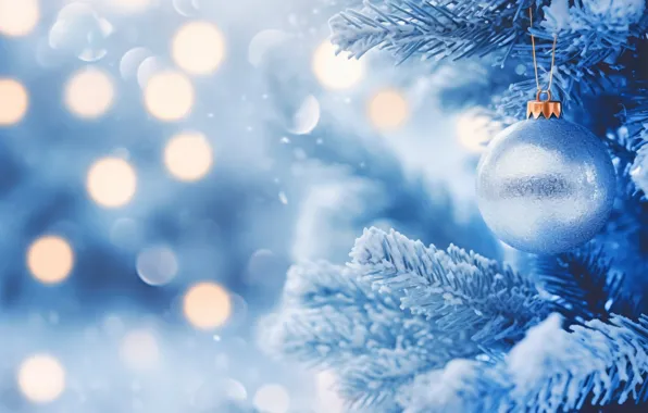 Украшения, снежинки, фон, шары, елка, Новый Год, Рождество, new year