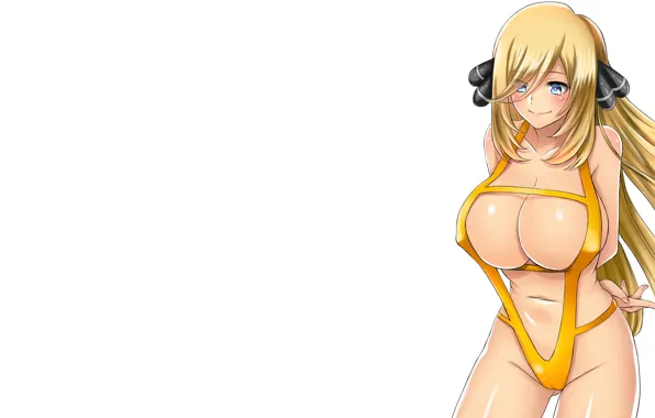 Girl, sexy, cleavage, long hair, boobs, anime, blue eyes, beautiful