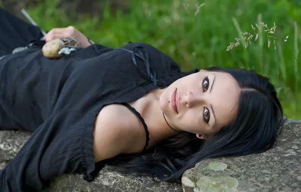 Девушка, поза, фон