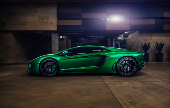 Green, supercar, Lamborghini Aventador