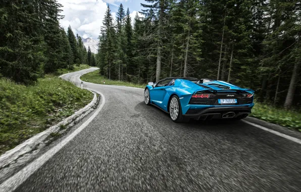 Lamborghini, суперкар, вид сзади, 2017, Aventador S