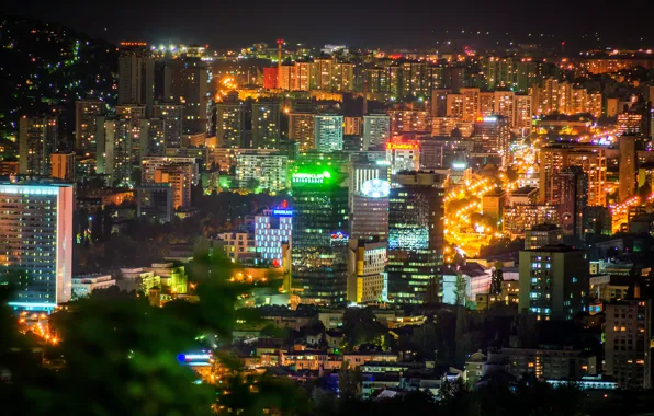 Ночь, Night, Босния и Герцеговина, Bosnia and Herzegovina, Sarajevo, Сараево