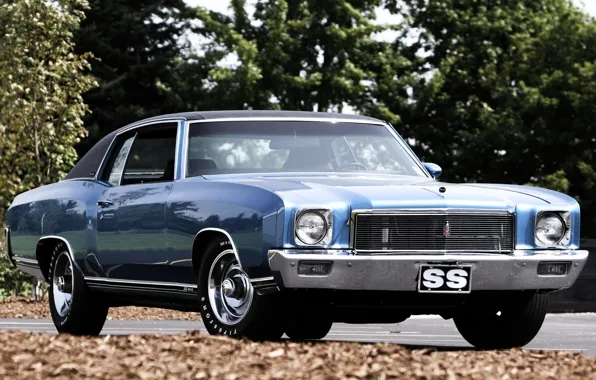 Картинка синий, Chevrolet, Шевроле, 1971, передок, 454, Muscle car, Мускул кар