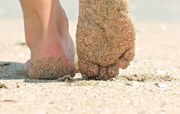 Картинка пляж, девушка, фон, обои, ноги, настроения, пятки. песок. макро, лето. солнце