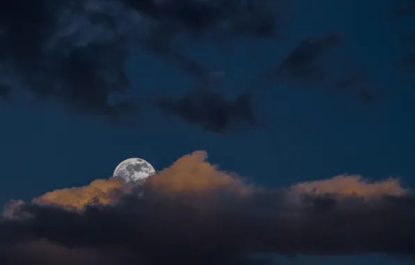 Небо, облака, свет, тучи, луна