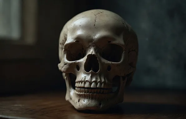 Skull, human, cracks, AI art