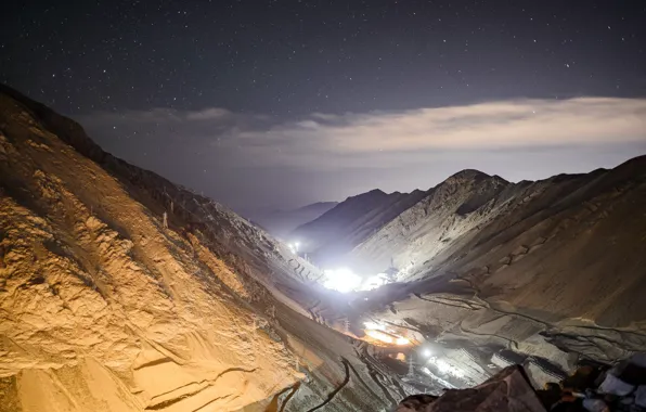 Горы, ночь, Chile, Cordillera de los Andes
