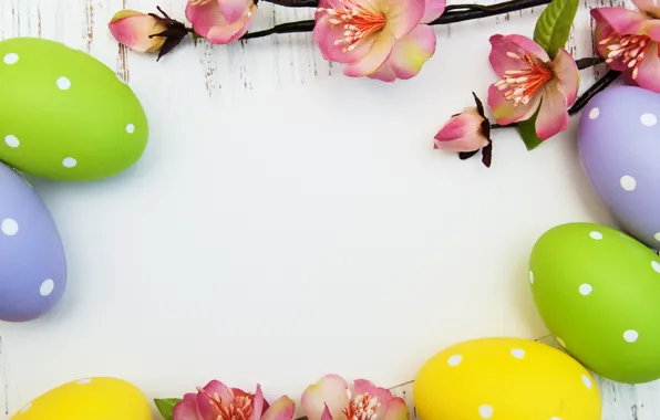Цветы, яйца, Пасха, flowers, spring, Easter, eggs, card