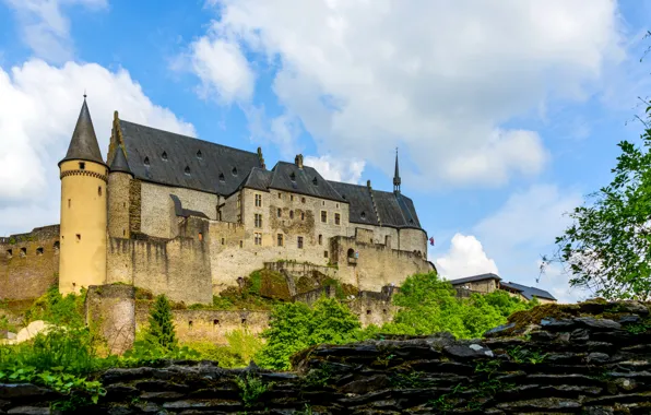 Картинка город, фото, замок, Luxembourg, Château de Vianden