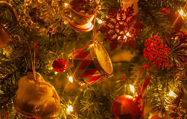 Картинка украшения, огни, Рождественская елка