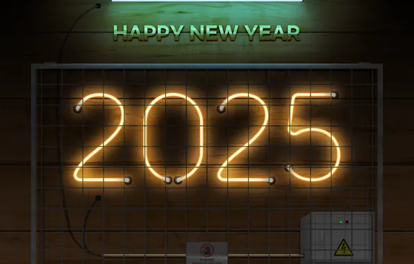 New year, happy new year, 2025, neon sign, 2025 year
