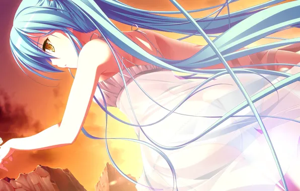 Девушка, зелёные волосы, gensou no idea, kokoro, aниме