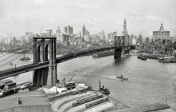 Мост, порт, New York, NYC, Brooklyn Bridge