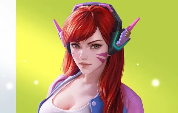 Девушка, Red Hair, Overwatch, D.Va