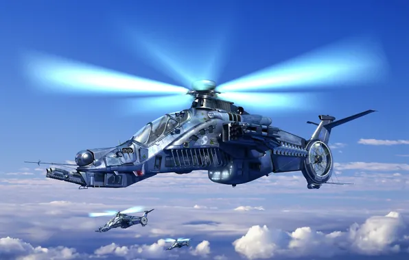 Картинка вертушки, вертолёт, боевые машины, sirin