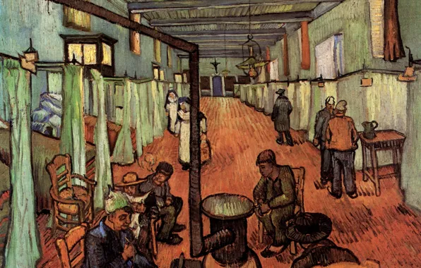 Люди, труба, печка, Винсент ван Гог, Ward in the, Hospital in Arles