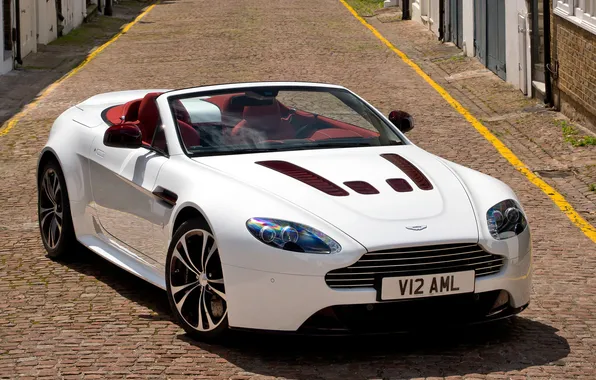 Картинка car, Aston Martin, Roadster, Vantage, white, V12