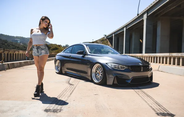 Картинка BMW, Girl, Bridge, F82, M4