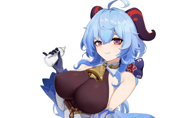 Girl, sexy, horns, erect nipples, bodysuit, long hair, boobs, anime