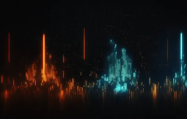 Dark background, equalizer, lines, abctraction, lights, art