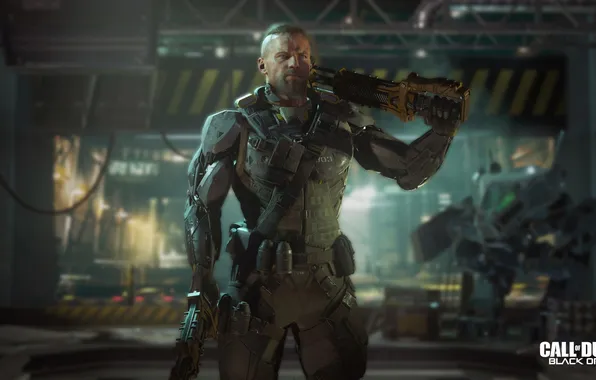 Картинка робот, пушки, мехи, Call of Duty: Black Ops 3, герой солдат