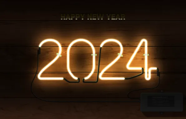Картинка new year, neon, happy new year, neon sign, 2024year, 2024 year