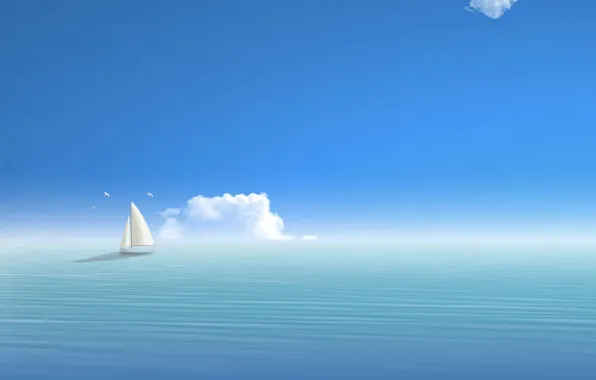 Sea, yacht, sailing, artistic, towards the horizon