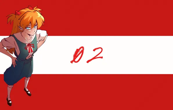 Аниме, флаг, цифры, рыжая, Neon Genesis Evangelion, аниме девушки, Rebuild of Evangelion, Аска Лэнгли Сорю