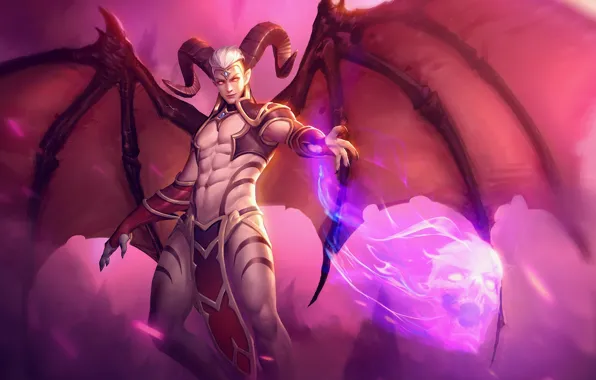 Игра, демон, арт, парень, Heroes of Newerth