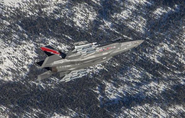 Картинка полет, истребитель, бомбардировщик, Lightning II, F-35A