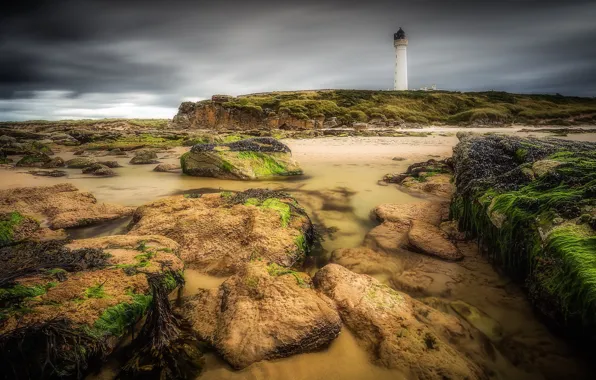 Картинка маяк, Шотландия, Scotland, Beach Beacon, Moray