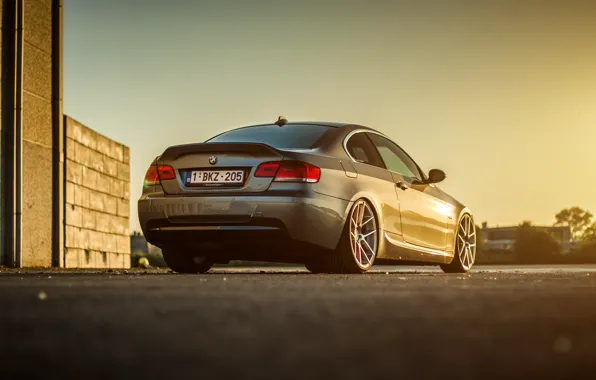 BMW, silver, wheels, E92, rearside