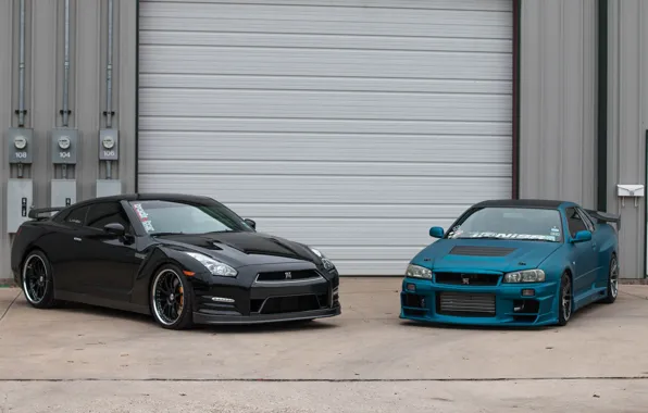 Nissan, black, skyline, japan, jdm, tuning, gtr, r34