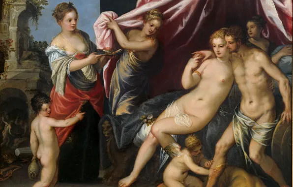 Картинка эротика, масло, картина, мифология, Венера и Марс, Ханс Роттенхаммер