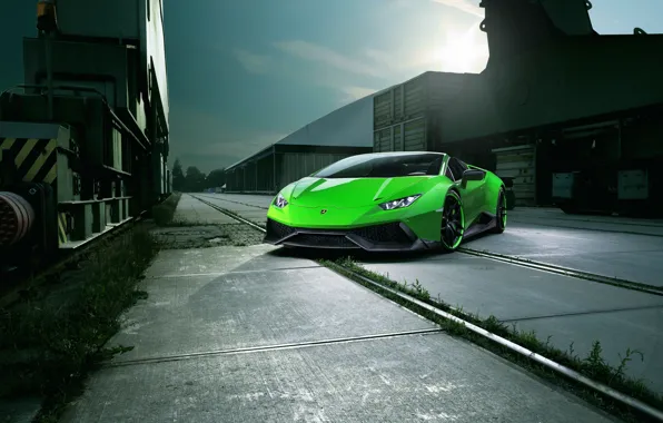 Картинка car, авто, небо, свет, green, Lamborghini, Spyder, tuning