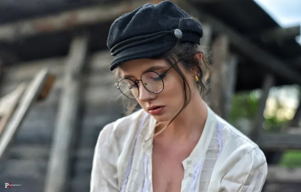 Картинка девушка, лицо, очки, фуражка, Disha Shemetova, Диша Шеметова, Павел Генов