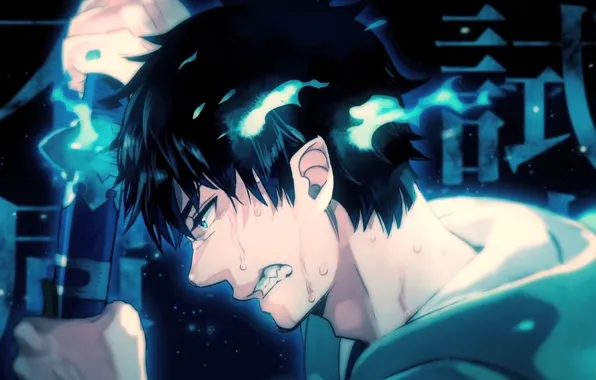 Аниме, арт, парень, Ao no Exorcist, Синий экзорцист, полудемон, Окумура Рин