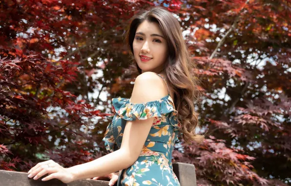 Взгляд, платье, азиатка