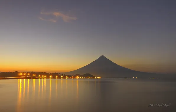 Пейзаж, закат, горы, озеро