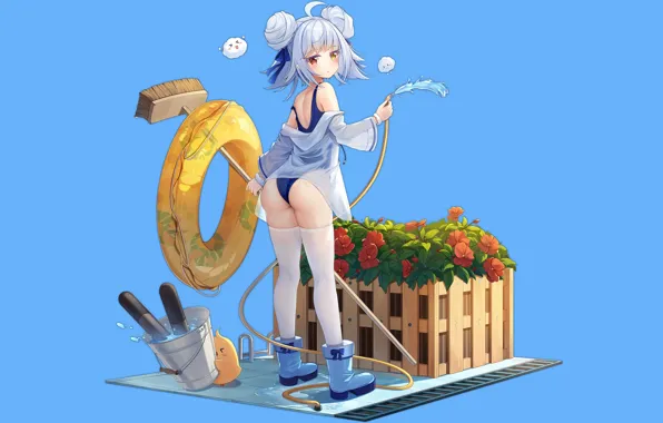 Girl, sexy, ass, thighhighs, anime, beautiful, short hair, pretty